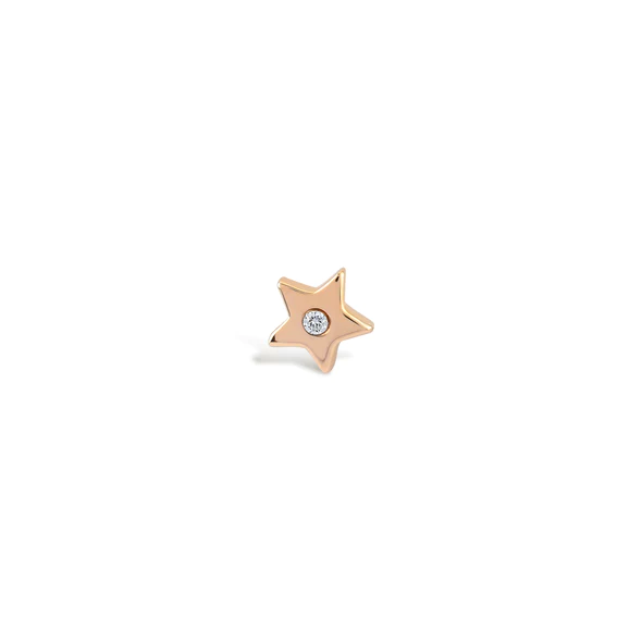 Yıldız Tek Pırlanta Piercing-Beyaz Altın