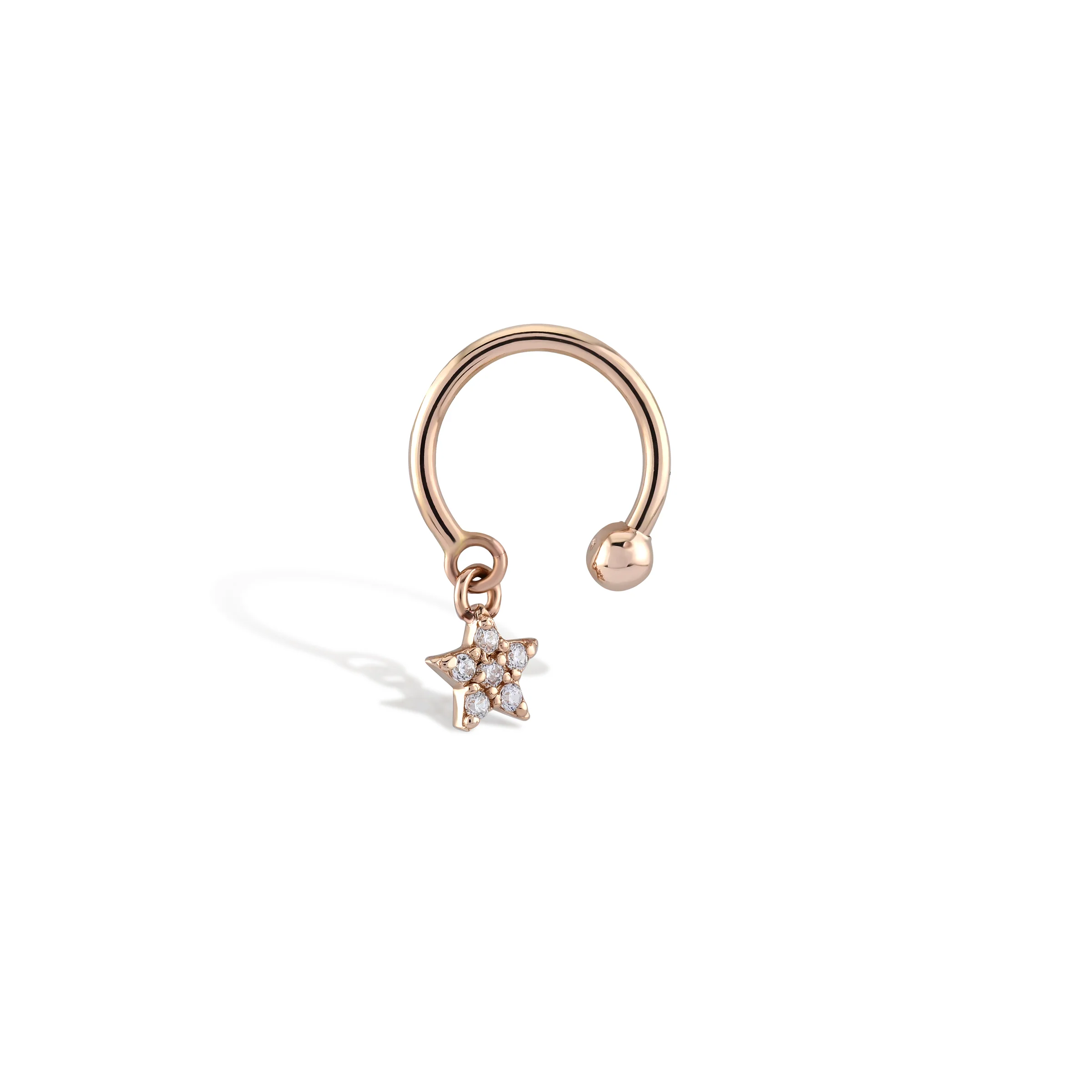 Sallantılı Yıldız Pırlanta Piercing-Rose