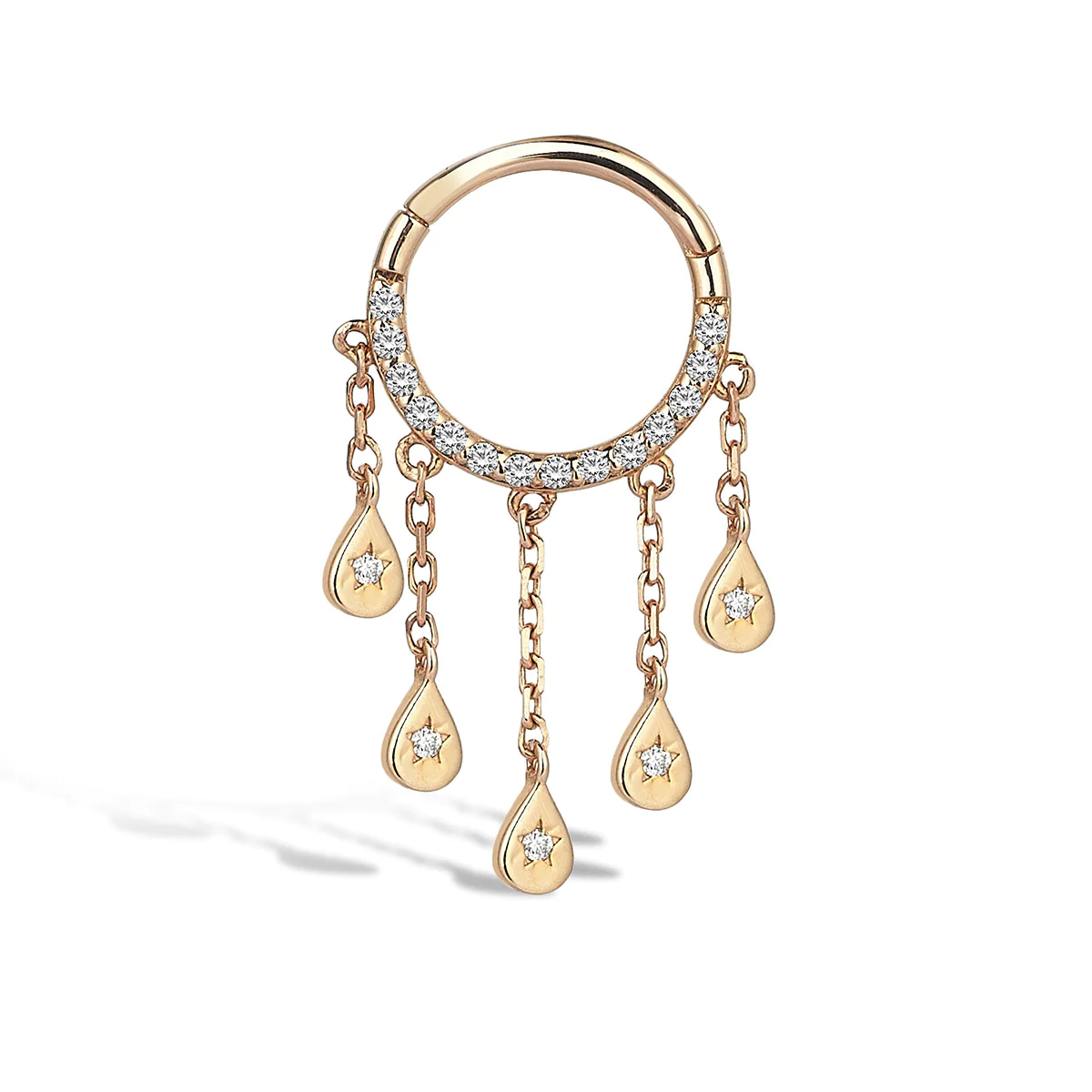 Yıldız Sallantılı Pırlanta Piercing-Sarı