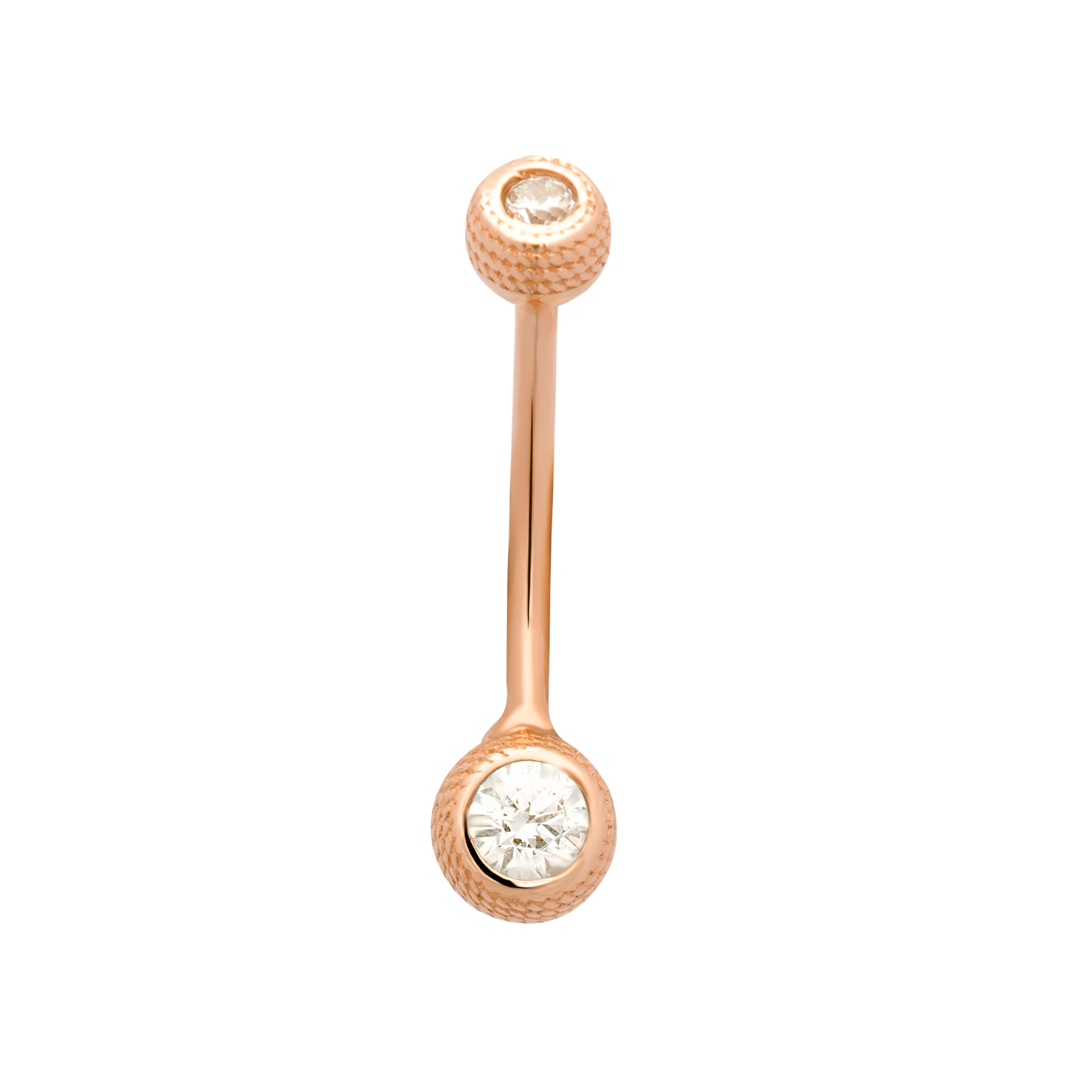 Altın Taşlı Vintage Göbek Piercing-Beyaz Altın