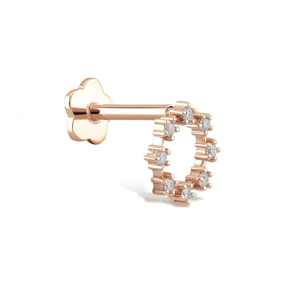 Çicek Çemberi Pırlanta Piercing-Beyaz Altın