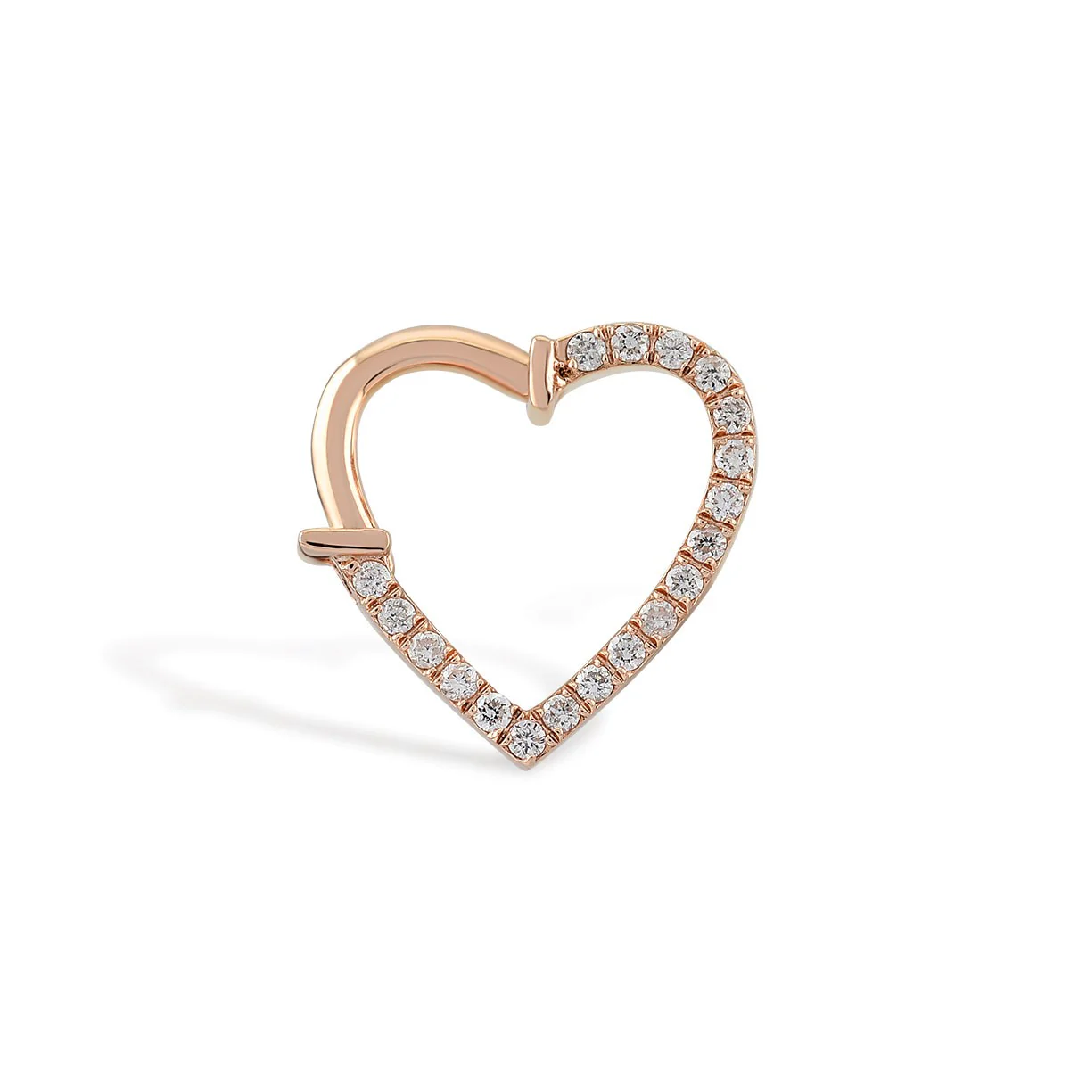 Kalp Halka Pırlanta Piercing-Rose