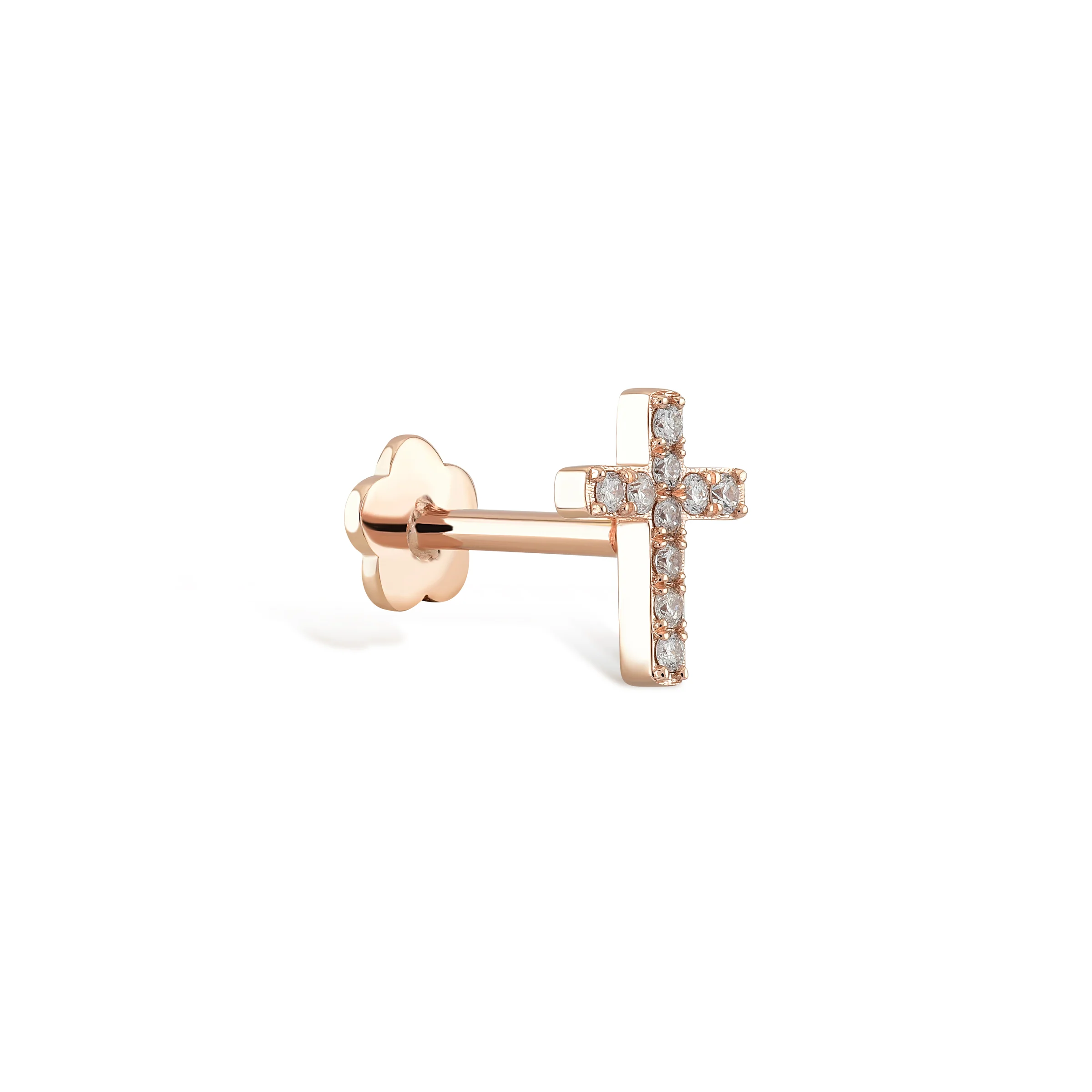 Cross Pırlanta Piercing-Rose