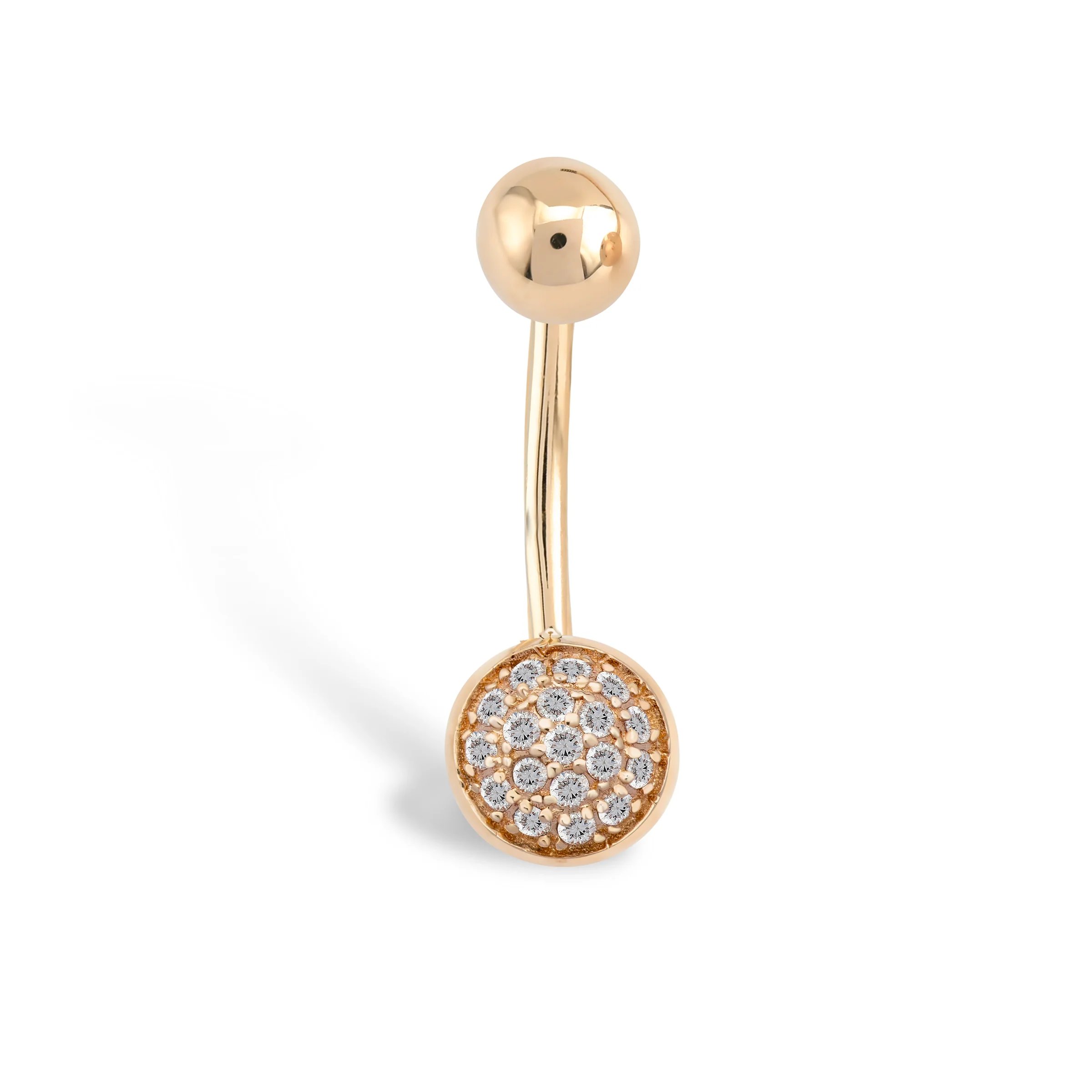 Disko Topu Pırlanta Göbek Piercing-Rose