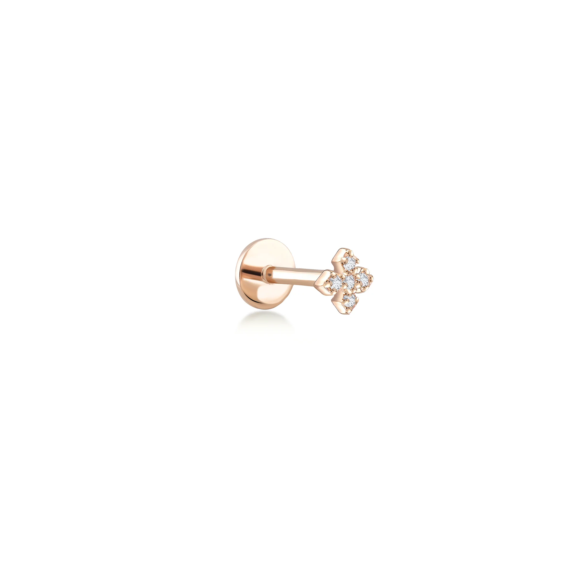 Mini Haç Pırlanta Piercing-Rose