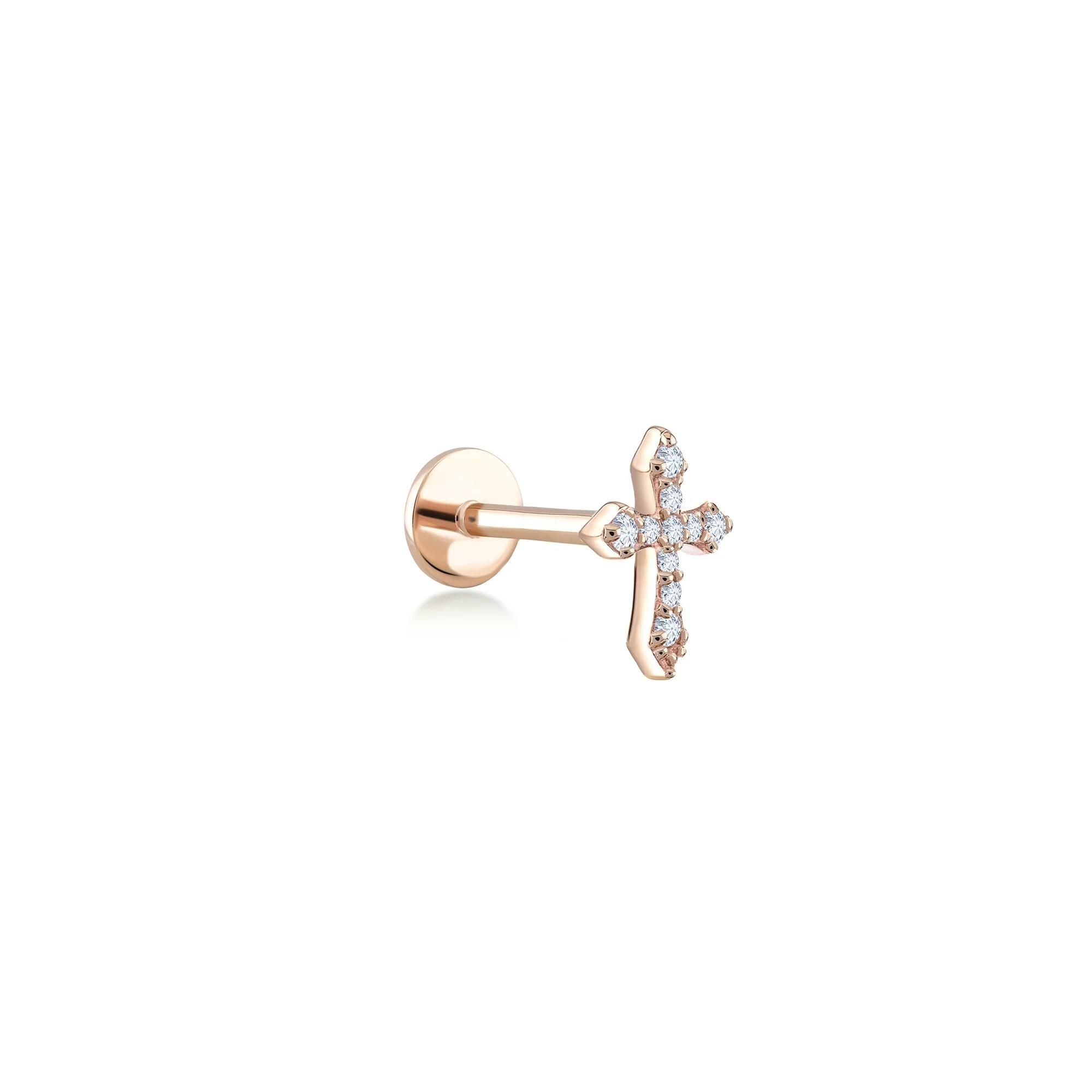 Haç Pırlanta Piercing-Rose